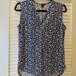Ann Taylor blue and white sleeveless blouse, sz S